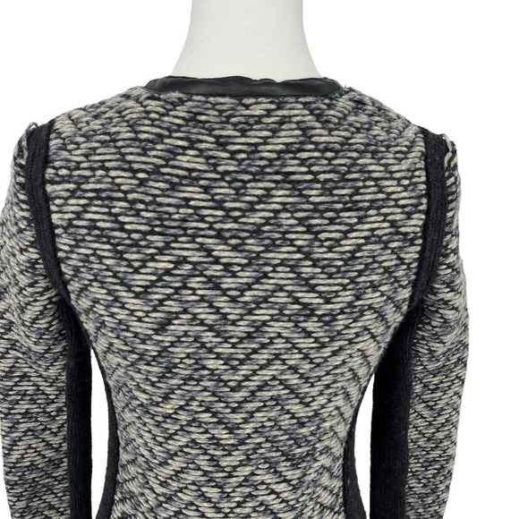 rag & bone Jacket Samantha Knit Tweed Wool Lamb Leather Trim Blazer XS - Picture 9 of 12
